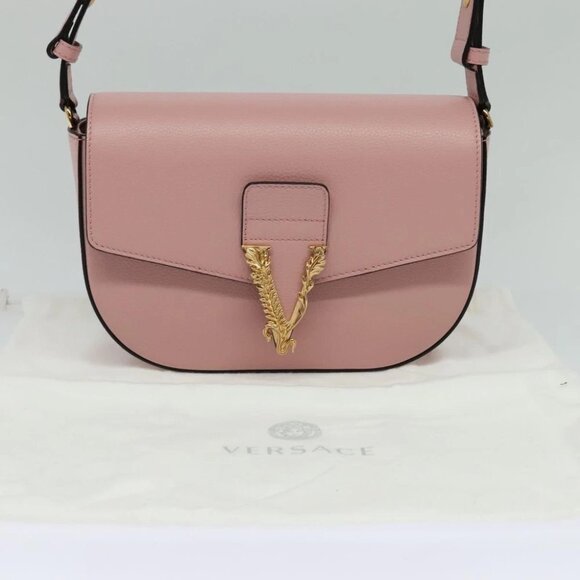 VERSACE Shoulder Bag Leather Pink Gold Auth 114697V - Picture 13 of 16
